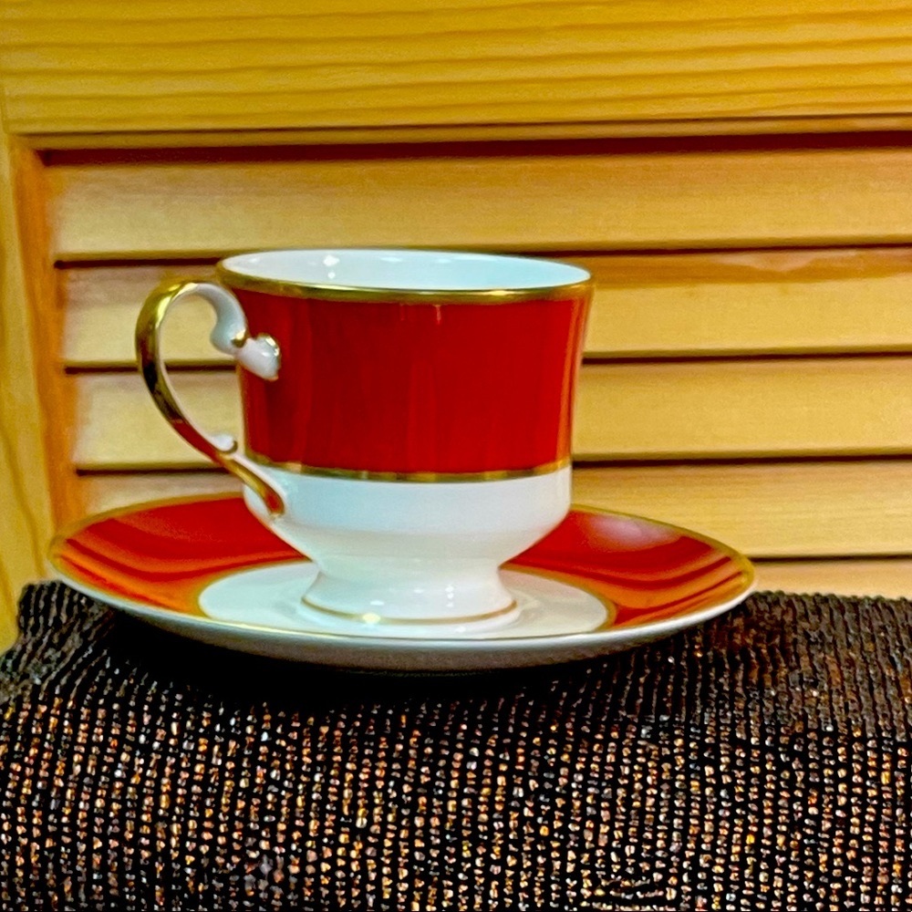 Mikasa Egyptian Terracotta Footed Cup and Saucer (2)